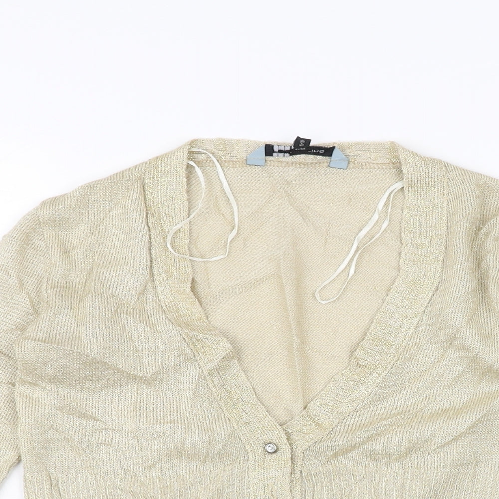 Red Herring Girls Gold   Cardigan Jumper Size 9-10 Years