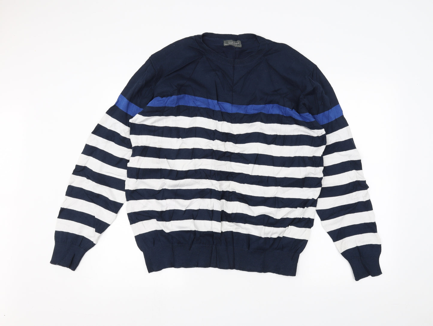 Essentials Womens White Striped  Pullover Jumper Size XL