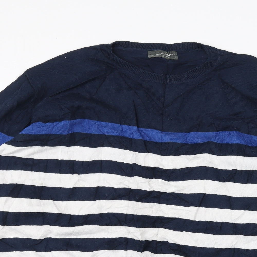 Essentials Womens White Striped  Pullover Jumper Size XL