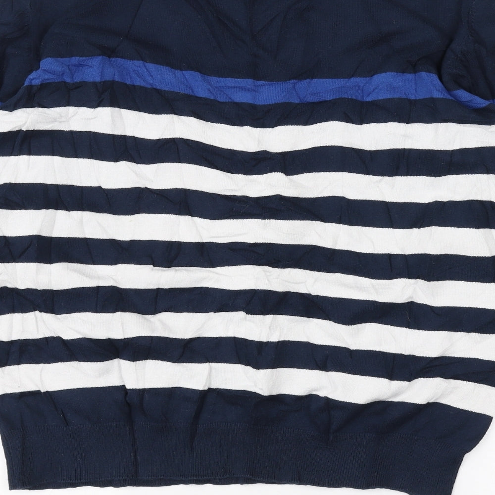 Essentials Womens White Striped  Pullover Jumper Size XL
