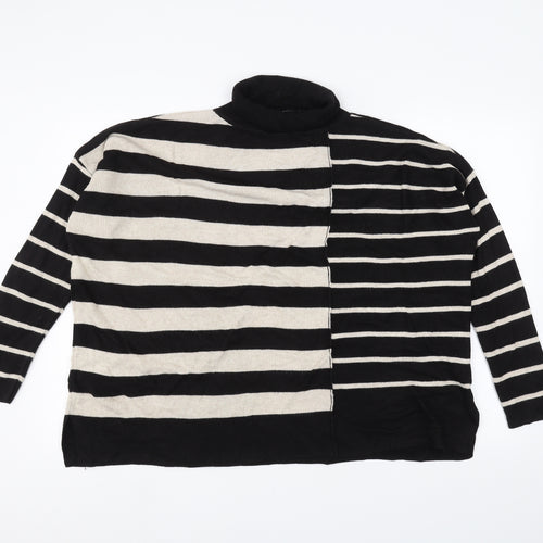 Wallis Womens Black Striped  Pullover Jumper Size S