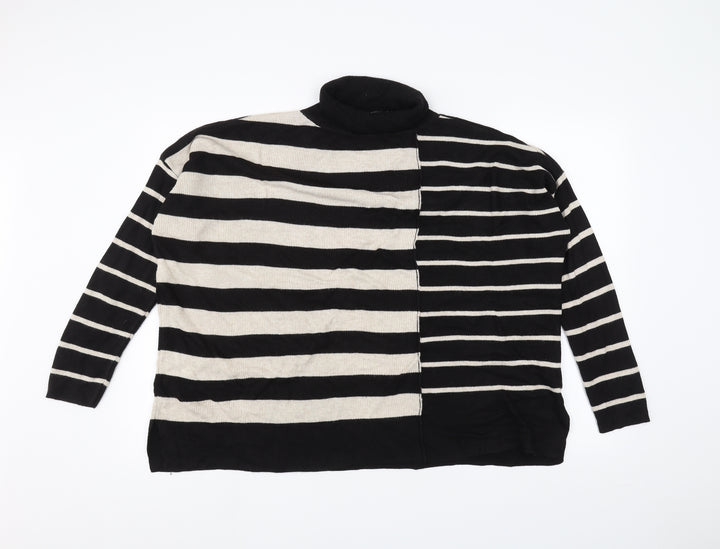 Wallis Womens Black Striped  Pullover Jumper Size S