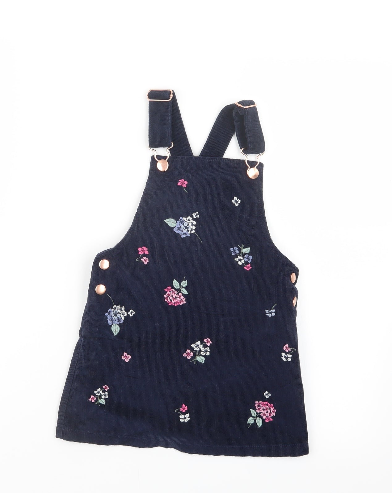 F&F Girls Blue  Velvet Pinafore/Dungaree Dress  Size 4-5 Years