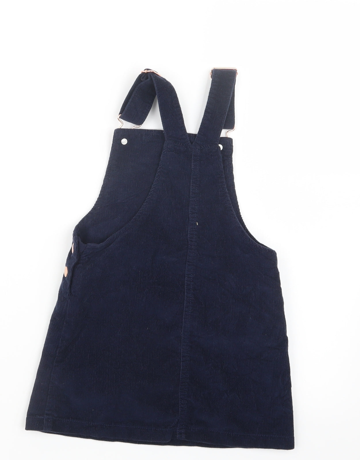 F&F Girls Blue  Velvet Pinafore/Dungaree Dress  Size 4-5 Years