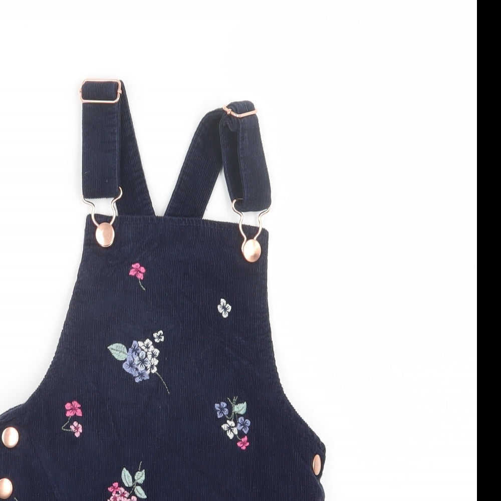 F&F Girls Blue  Velvet Pinafore/Dungaree Dress  Size 4-5 Years