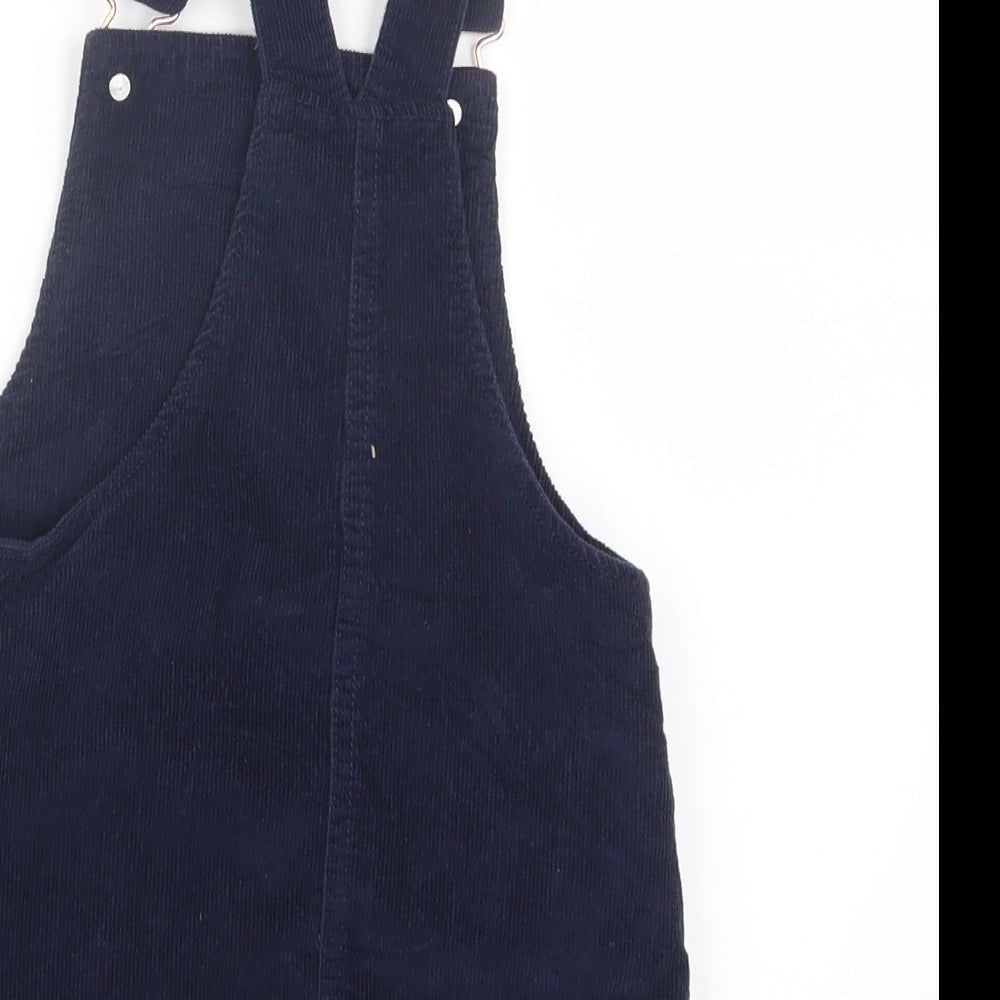 F&F Girls Blue  Velvet Pinafore/Dungaree Dress  Size 4-5 Years