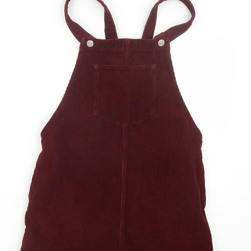 Topshop Womens Red  Velvet Pinafore/Dungaree Dress  Size 6