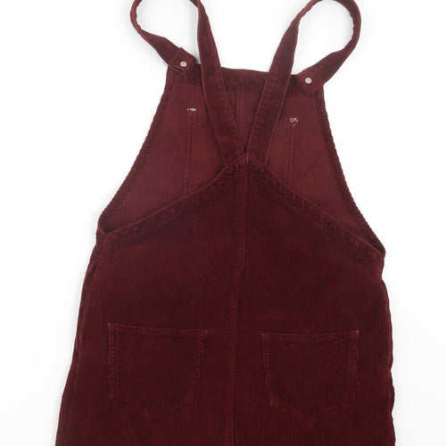 Topshop Womens Red  Velvet Pinafore/Dungaree Dress  Size 6