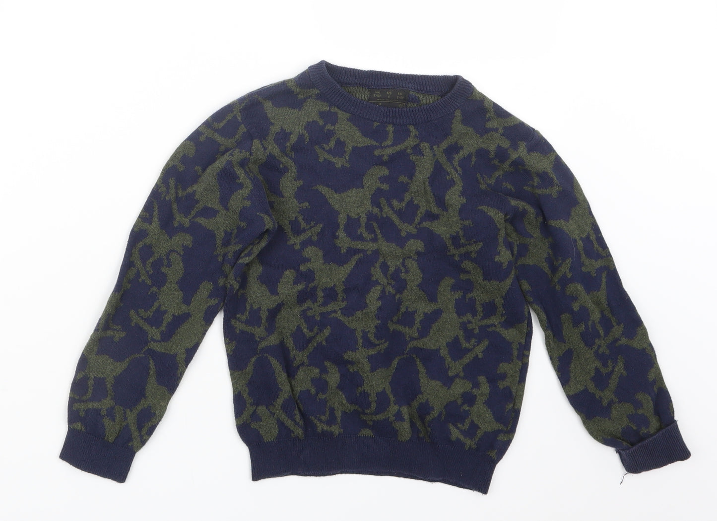 F&F Boys Blue  Knit Pullover Jumper Size 5-6 Years