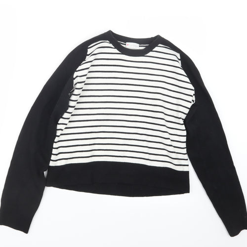 Miss Selfridge Womens Black Striped Knit Pullover Jumper Size 16