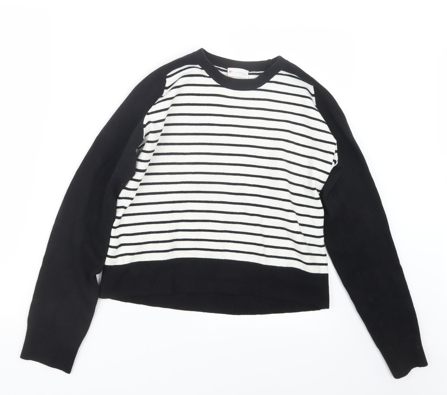 Miss Selfridge Womens Black Striped Knit Pullover Jumper Size 16