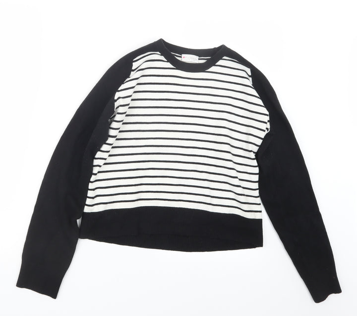 Miss Selfridge Womens Black Striped Knit Pullover Jumper Size 16