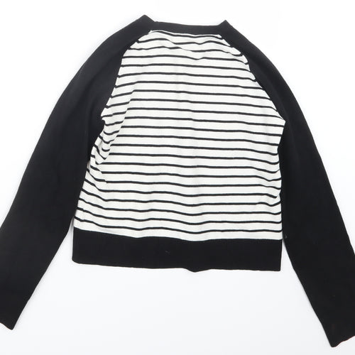 Miss Selfridge Womens Black Striped Knit Pullover Jumper Size 16