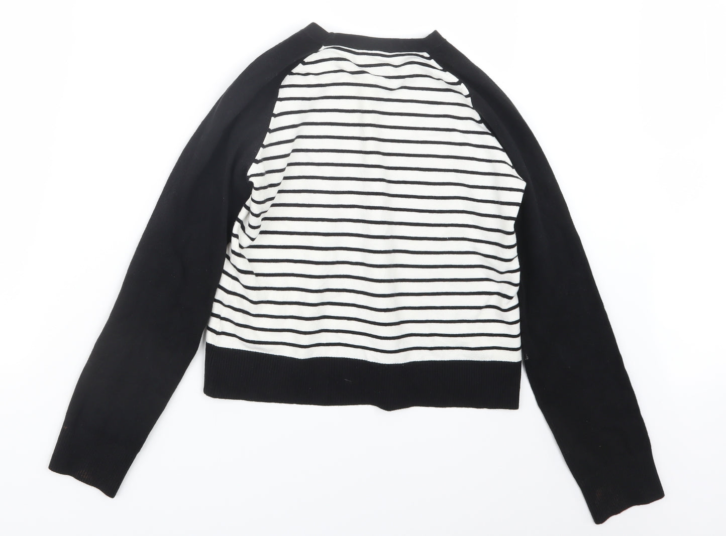 Miss Selfridge Womens Black Striped Knit Pullover Jumper Size 16