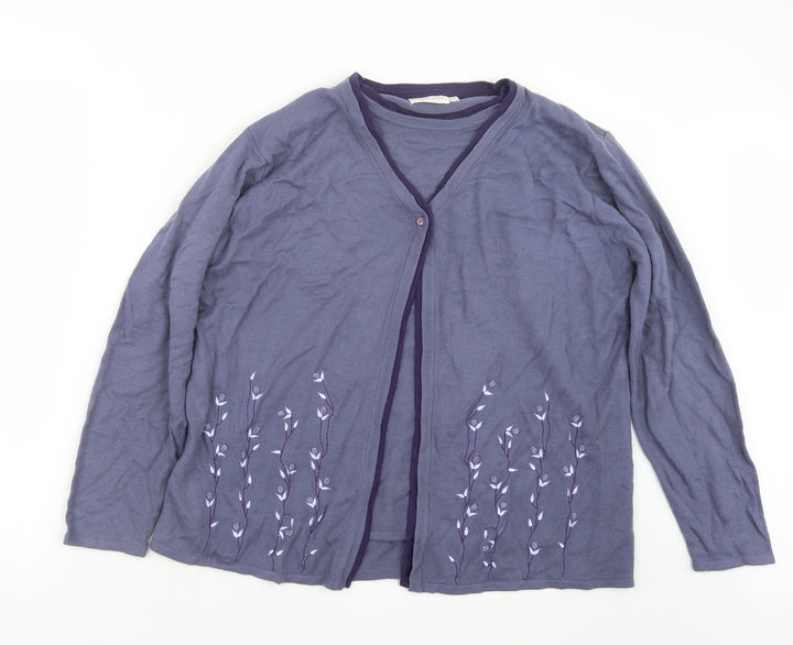 Bonmarché Womens Purple Knit Cardigan Jumper Size M - Top and cardigan in one