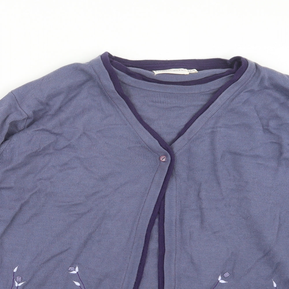Bonmarché Womens Purple  Knit Cardigan Jumper Size M  - Top and cardigan in one