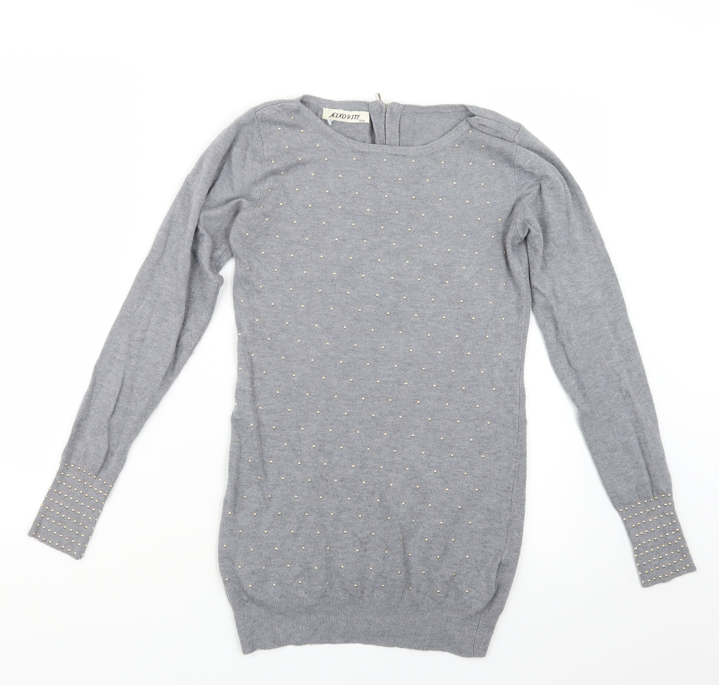 Minority Womens Grey  Knit Pullover Jumper Size S