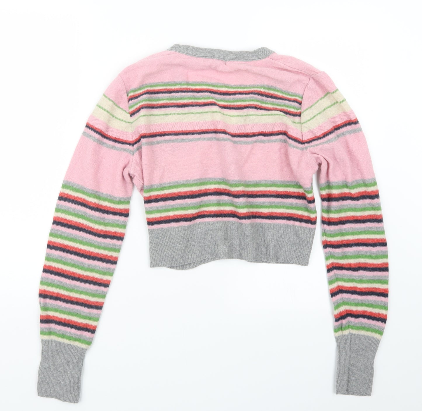 NEXT Womens Pink Striped Knit Cardigan Jumper Size 16