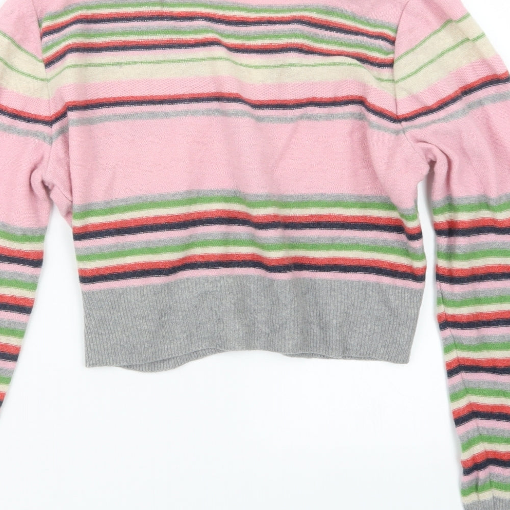 NEXT Womens Pink Striped Knit Cardigan Jumper Size 16