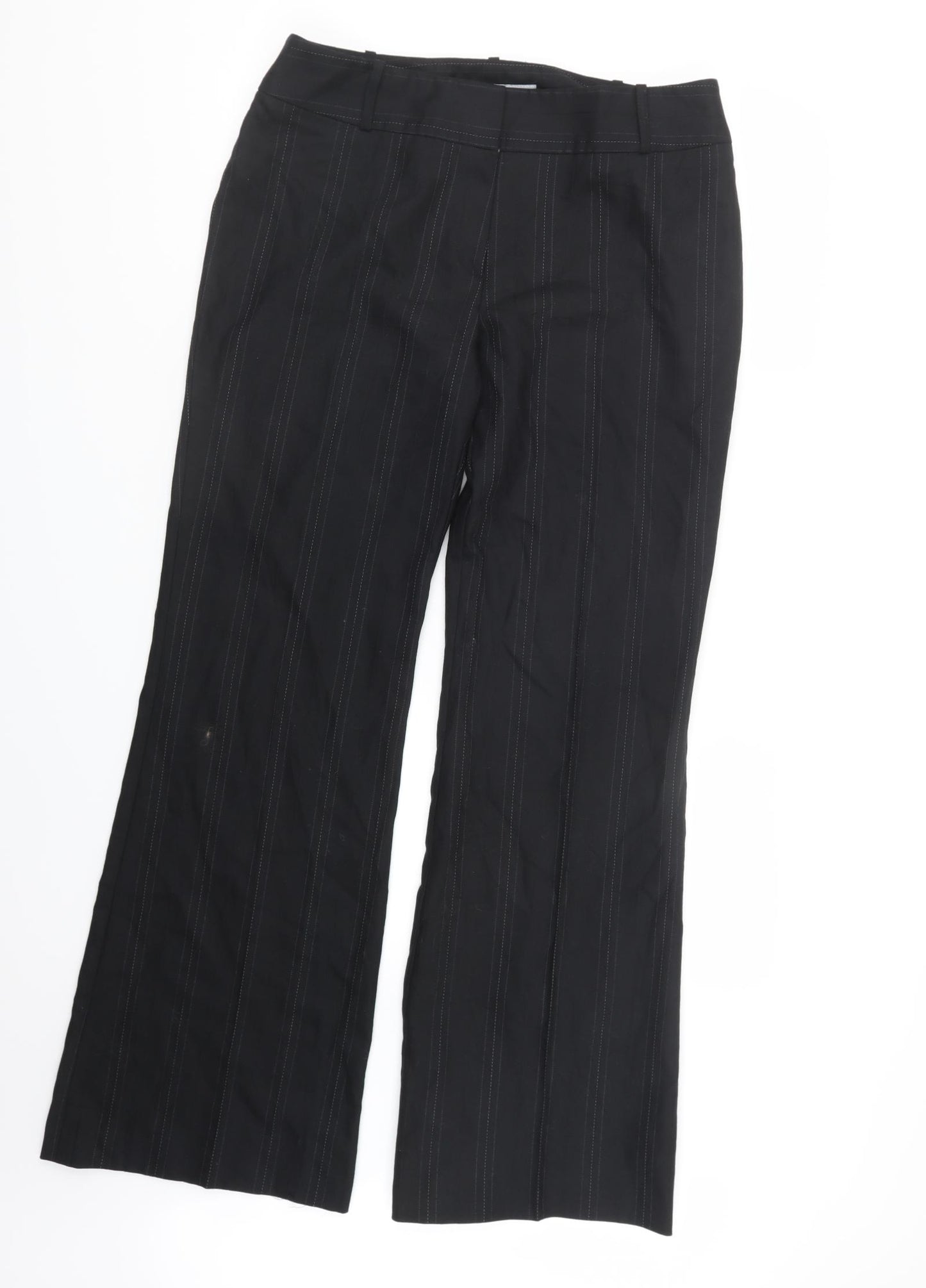 NEXT Womens Black Striped  Trousers  Size 14 L32 in