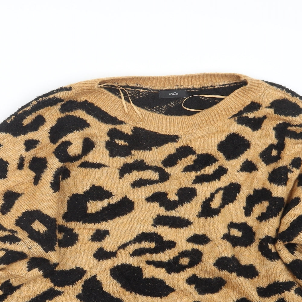 M&Co Womens Beige Animal Print Knit Pullover Jumper Size L