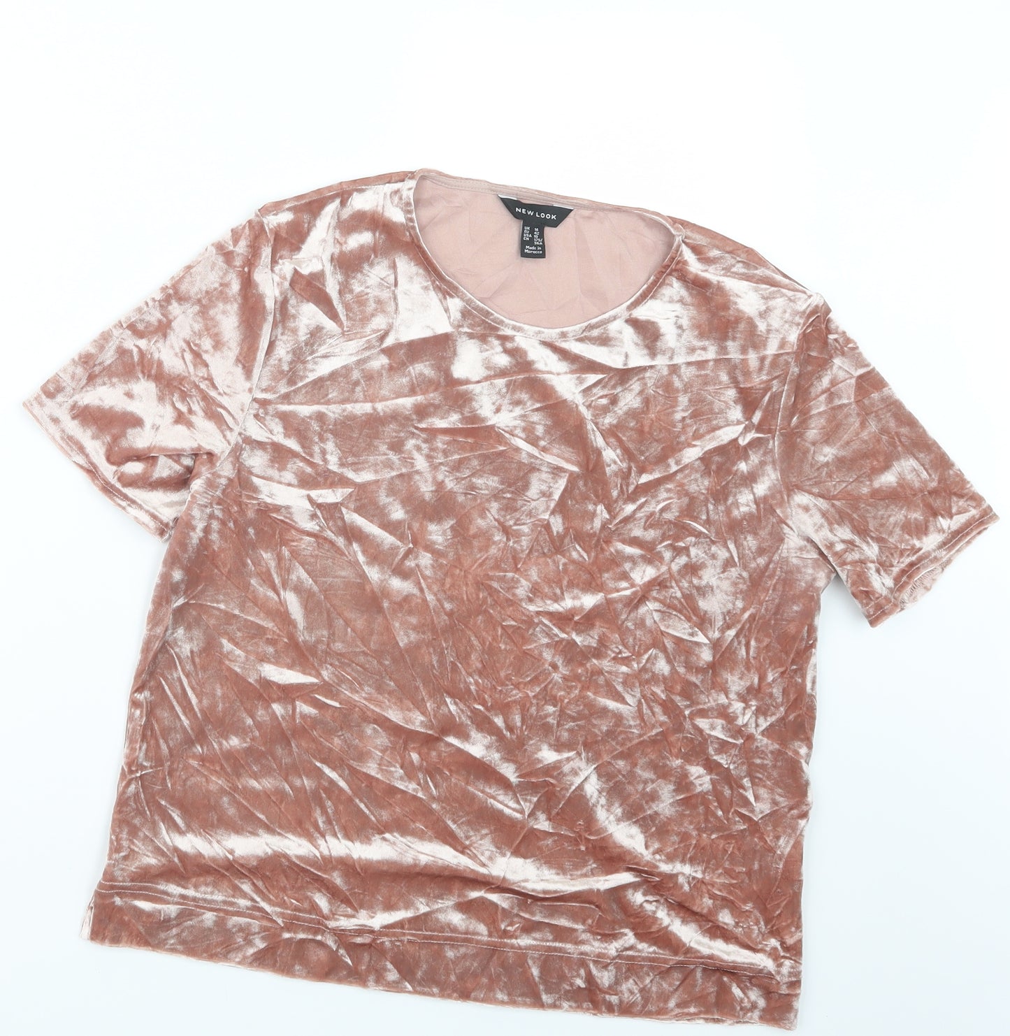 New Look Womens Pink  Velvet Basic T-Shirt Size 14