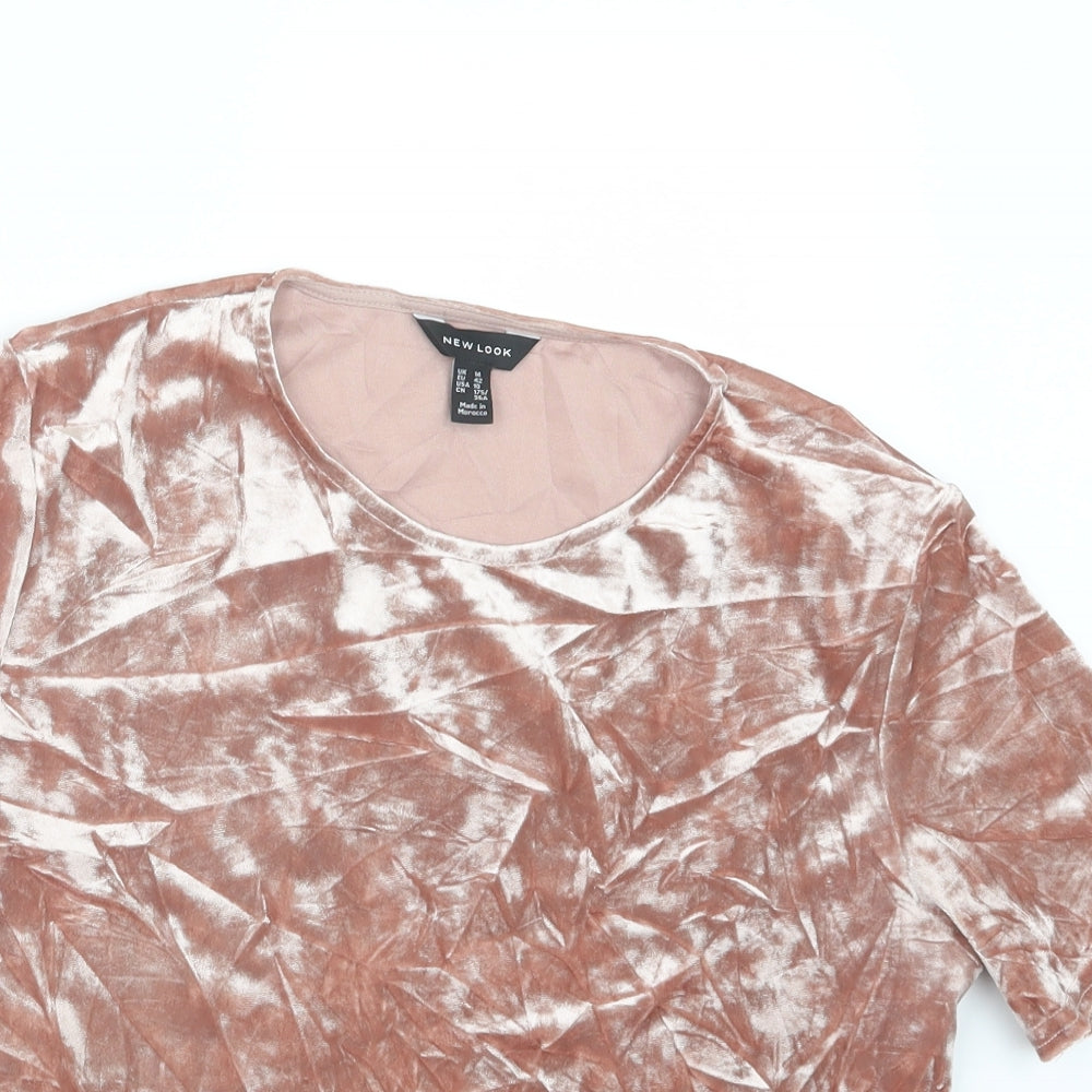 New Look Womens Pink  Velvet Basic T-Shirt Size 14