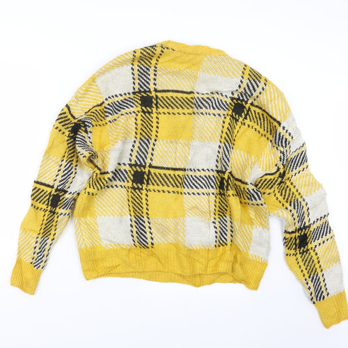 New Look Womens Yellow Geometric Knit Pullover Jumper Size S