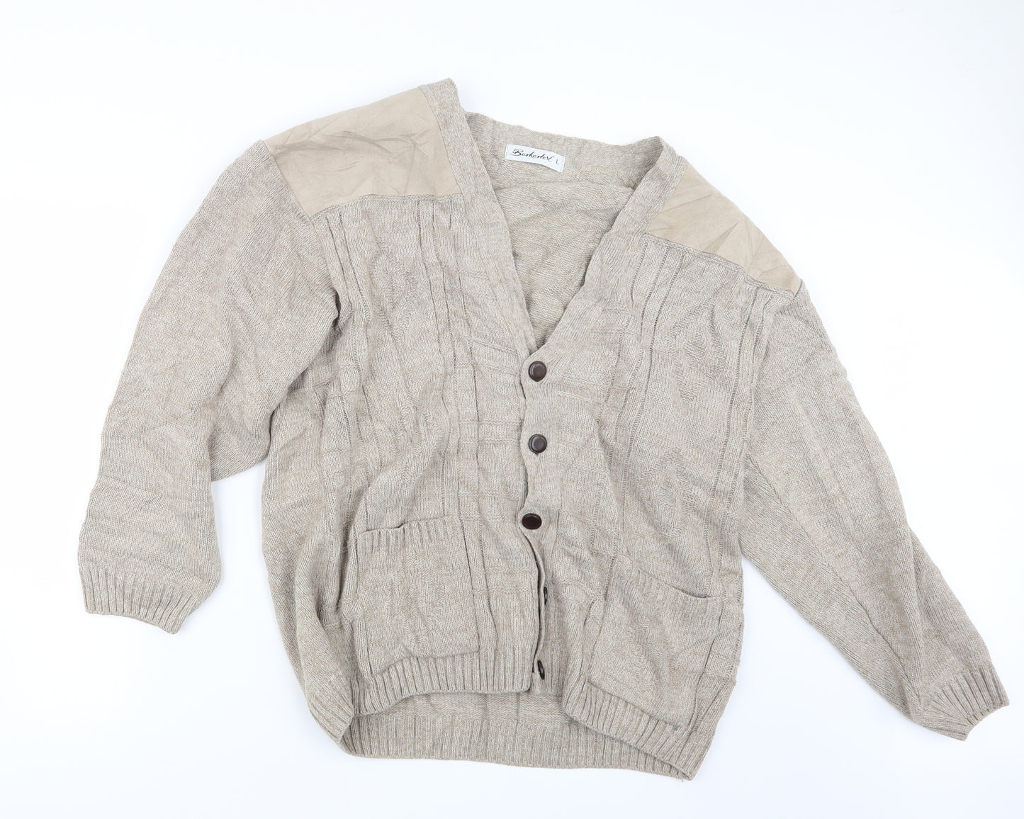 Berkertex Mens Beige  Knit Cardigan Jumper Size L