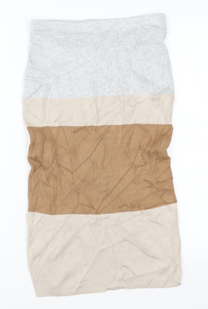 Marks and Spencer Womens Beige Striped Straight & Pencil Skirt Size S