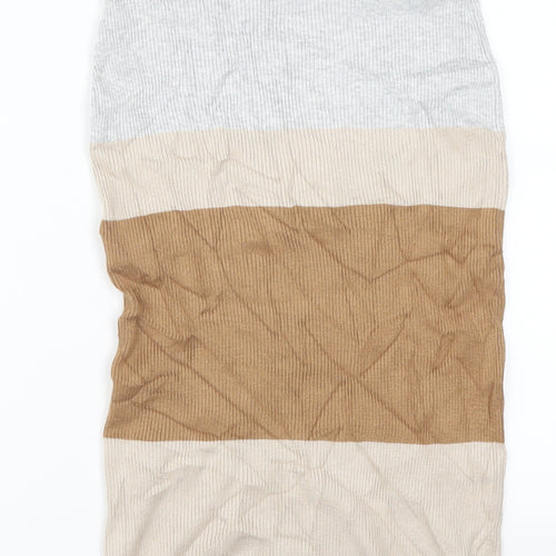 Marks and Spencer Womens Beige Striped  Straight & Pencil Skirt Size S