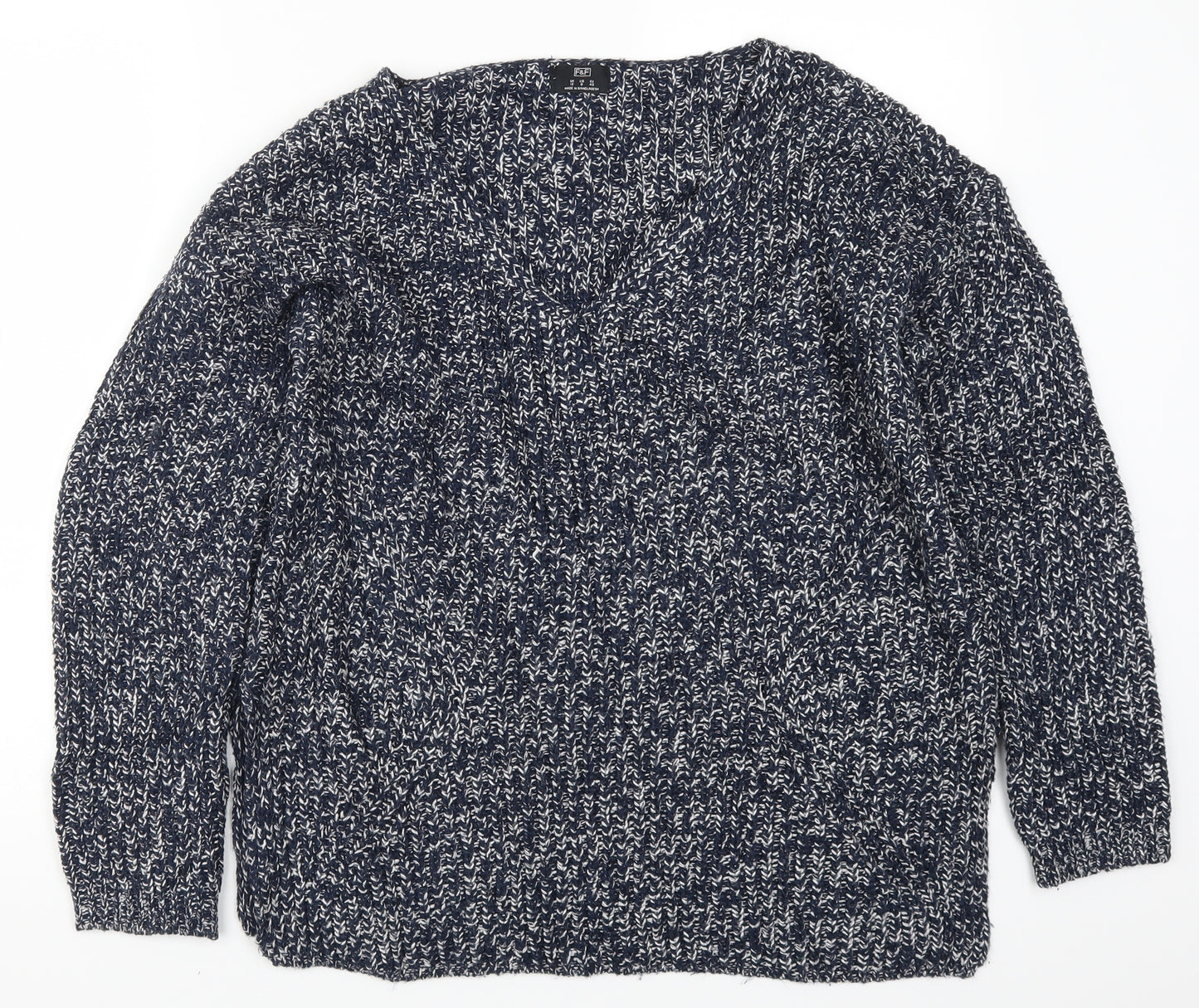 F&F Womens Blue  Knit Pullover Jumper Size 12