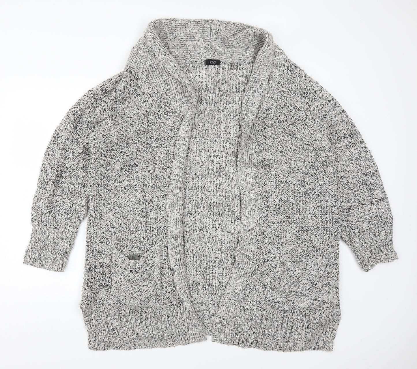F&F Womens Grey  Knit Cardigan Jumper Size 22