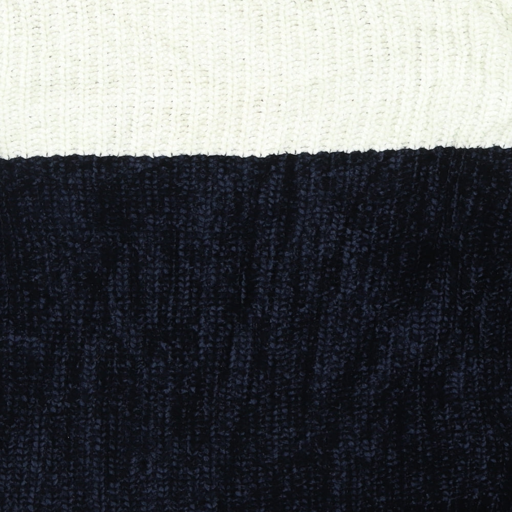 Primark Womens Yellow  Knit Pullover Jumper Size 6  - Blue Chevron