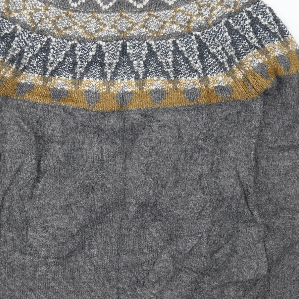 Marks and Spencer Mens Grey Fair Isle Knit Pullover Jumper Size S