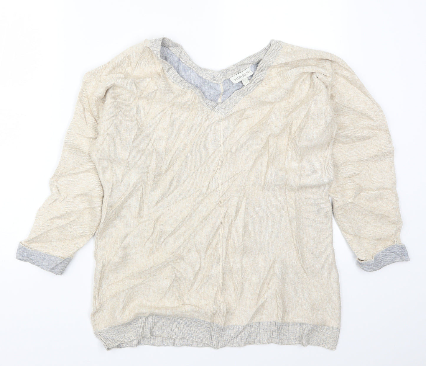 Monson Womens Beige  Knit Pullover Jumper Size M