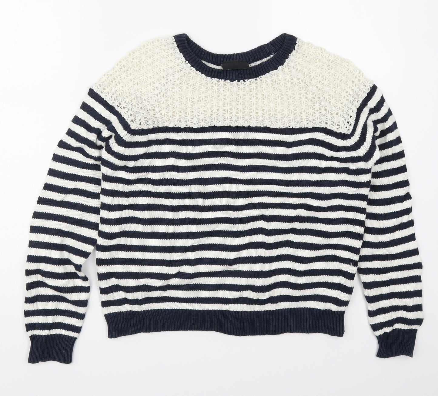Topshop Womens Blue Striped Knit Pullover Jumper Size 10