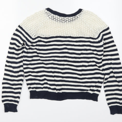 Topshop Womens Blue Striped Knit Pullover Jumper Size 10