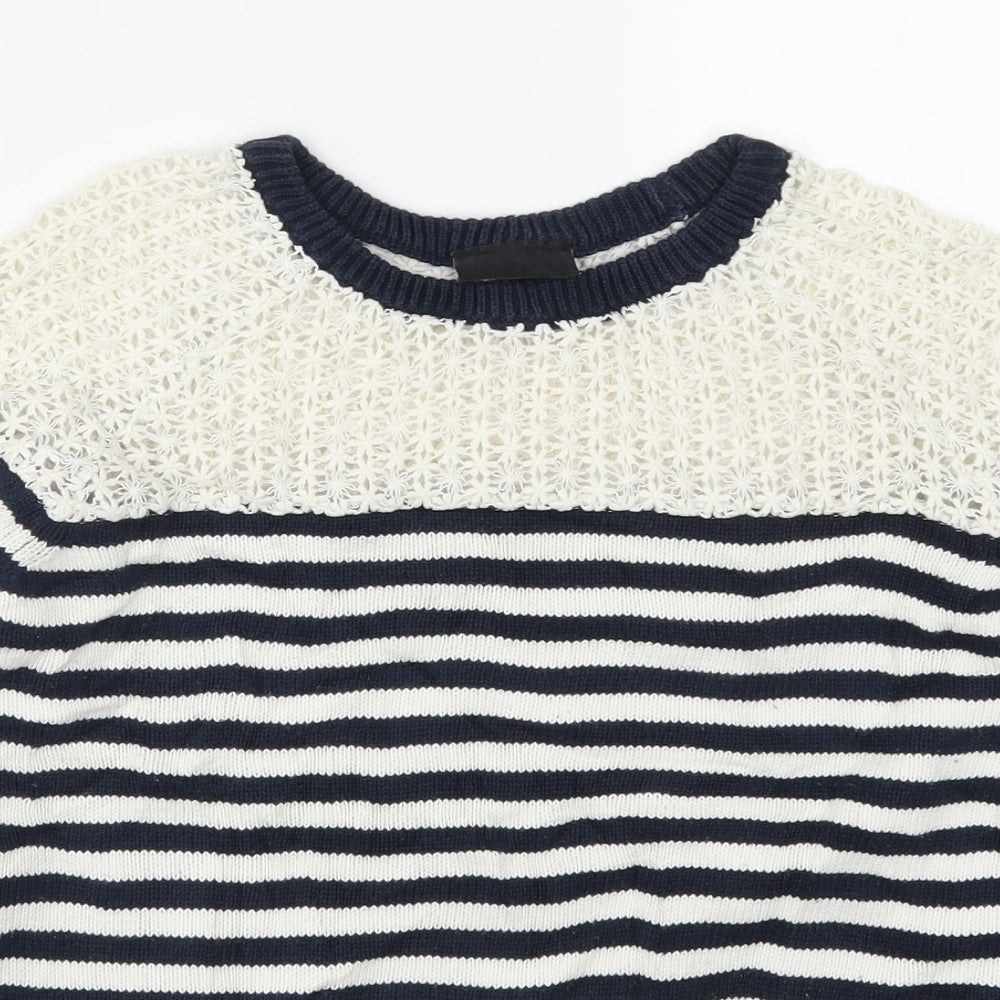 Topshop Womens Blue Striped Knit Pullover Jumper Size 10