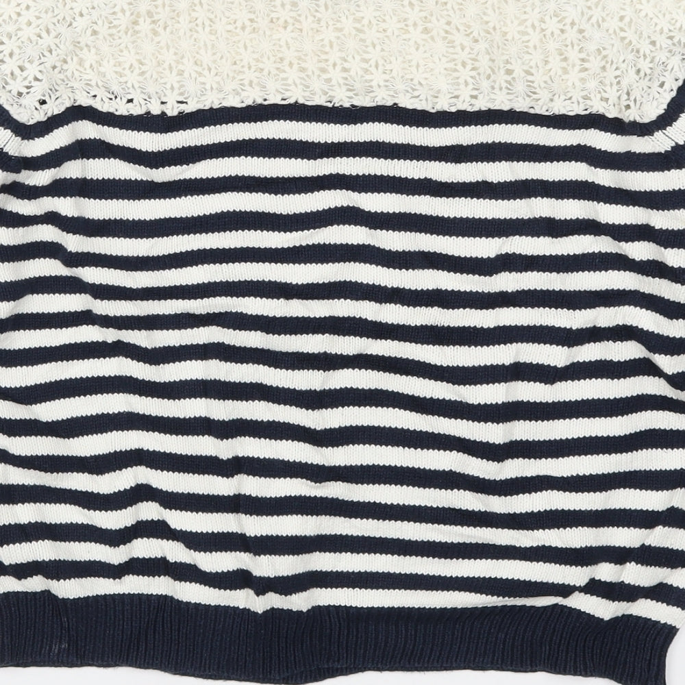 Topshop Womens Blue Striped Knit Pullover Jumper Size 10