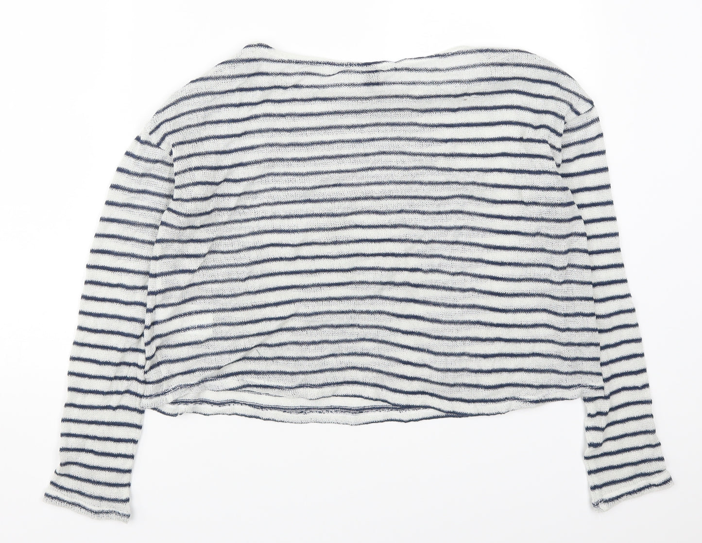 H&M Womens Blue Striped  Cropped T-Shirt Size S