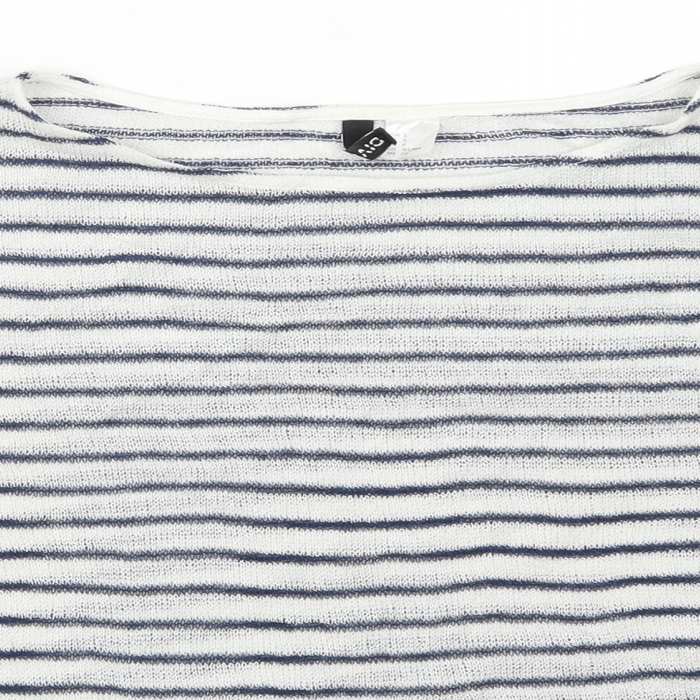 H&M Womens Blue Striped  Cropped T-Shirt Size S