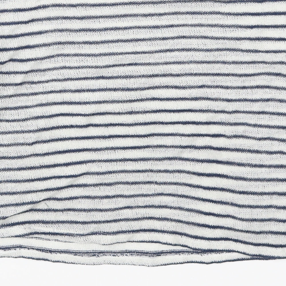 H&M Womens Blue Striped  Cropped T-Shirt Size S