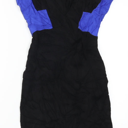 Topshop Womens Black Colourblock  Pencil Dress  Size 6  - Blue