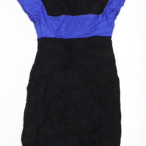 Topshop Womens Black Colourblock  Pencil Dress  Size 6  - Blue