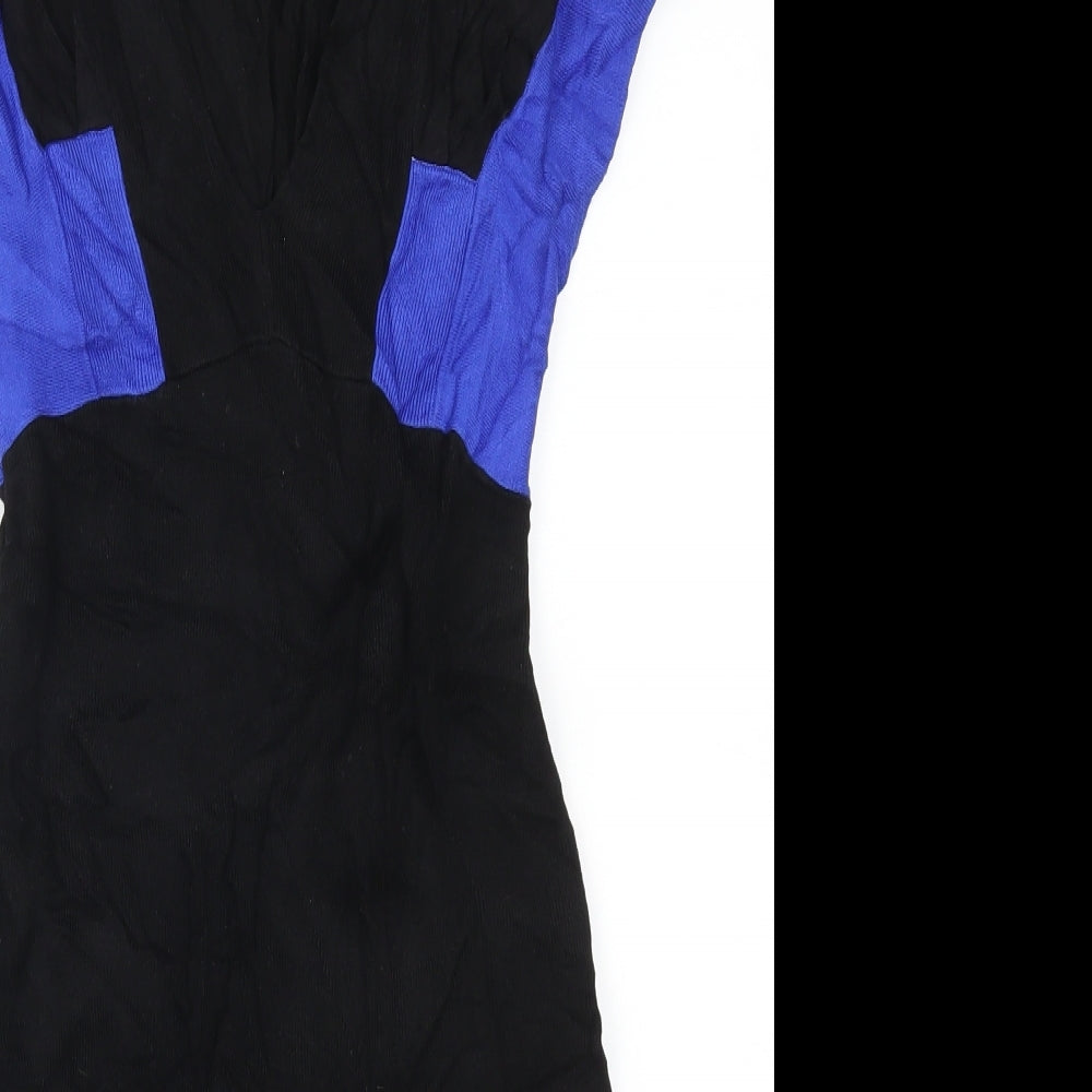Topshop Womens Black Colourblock  Pencil Dress  Size 6  - Blue
