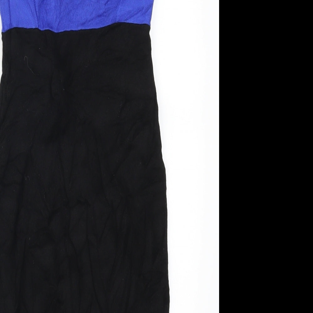 Topshop Womens Black Colourblock  Pencil Dress  Size 6  - Blue
