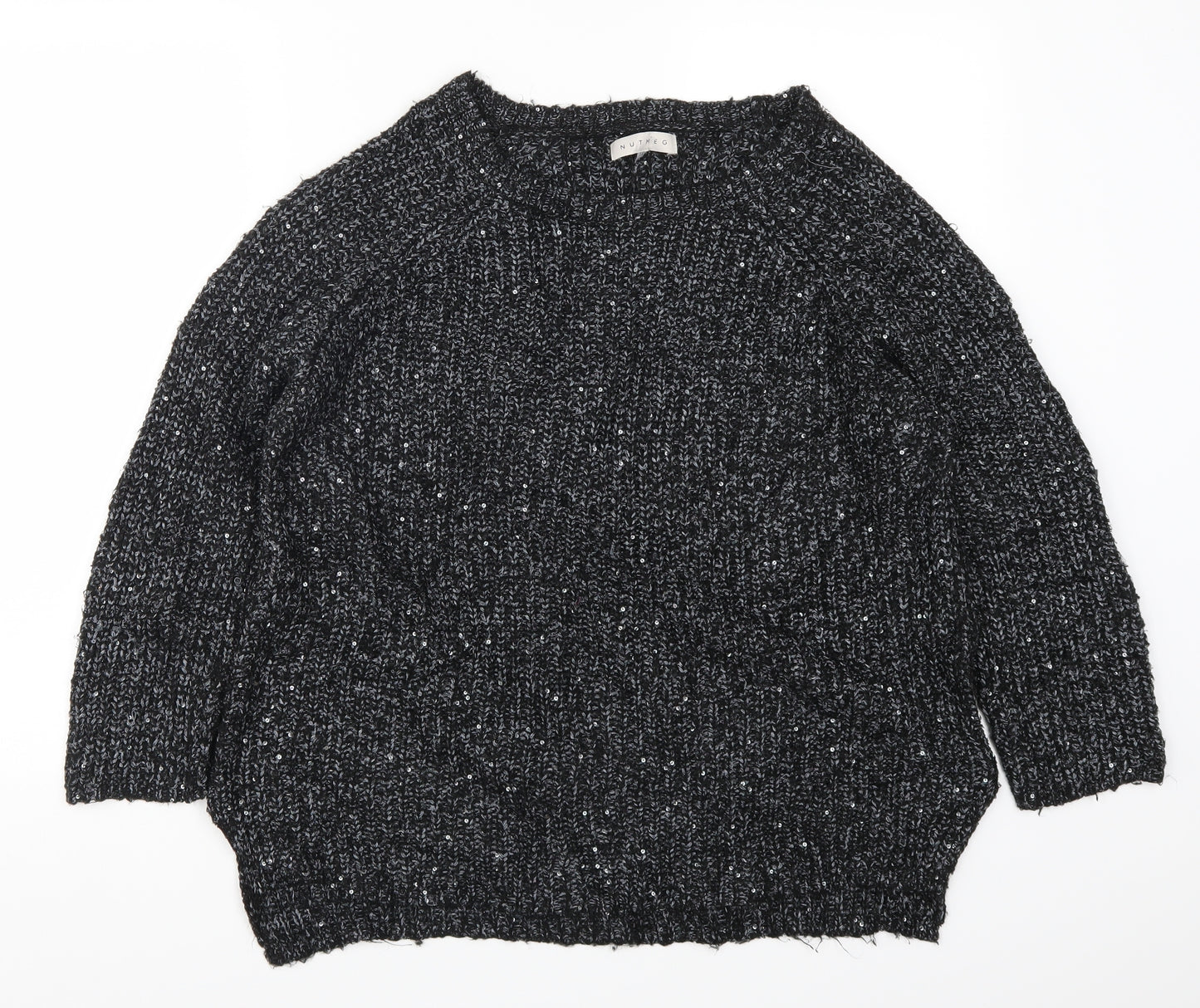 Nutmeg Womens Grey  Knit Pullover Jumper Size 14