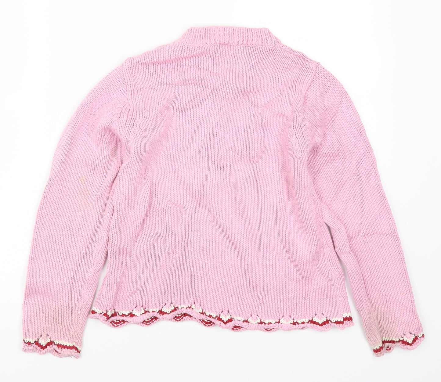 Preworn Girls Pink  Knit Pullover Jumper Size 10 Years  - Flower