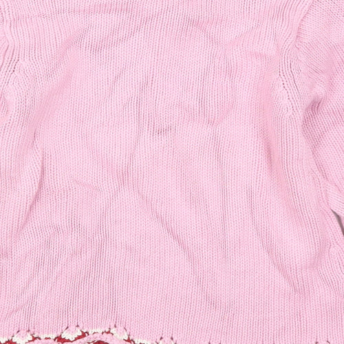Preworn Girls Pink  Knit Pullover Jumper Size 10 Years  - Flower